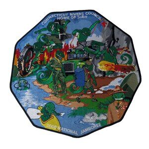 BSA CONNECTICUT RIVERS COUNCIL  2005 JAMBOREE  large center PATCH lizards bus